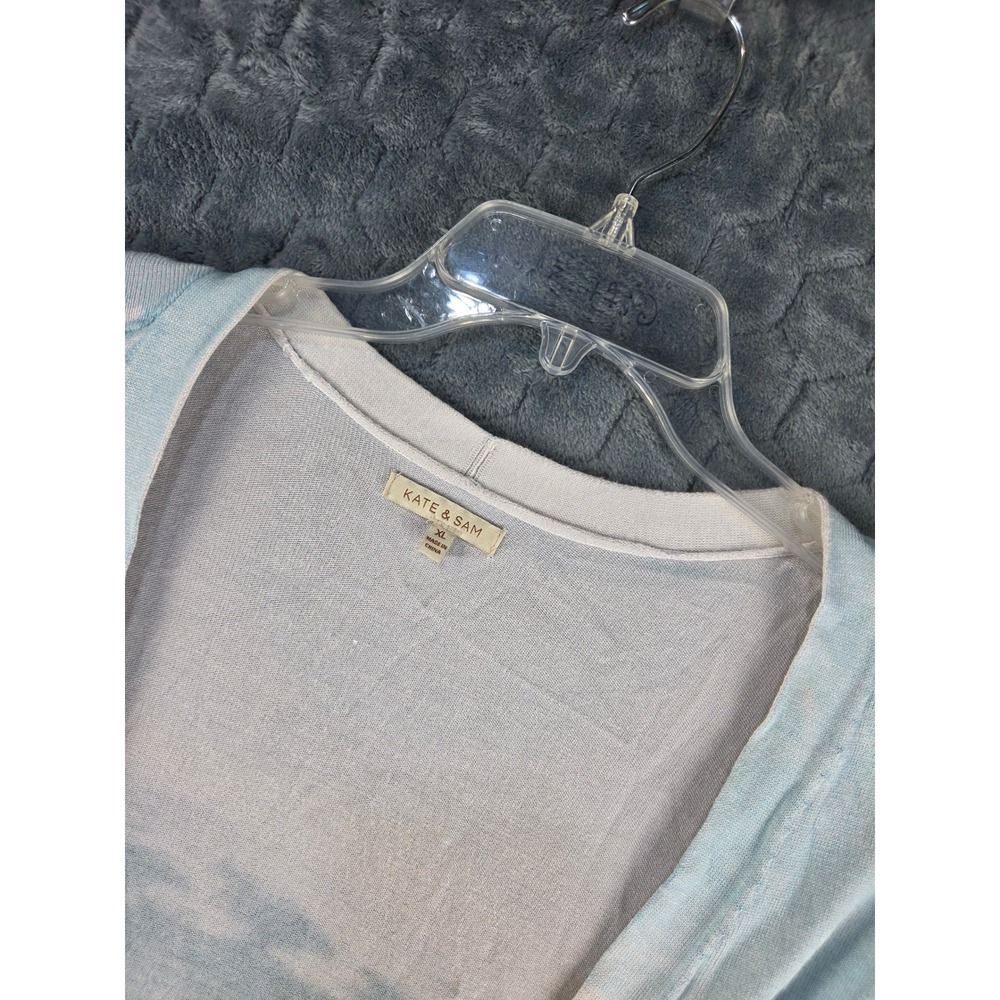 Kate & Sam Blue Ombre Open Front Cardigan XL Coastal Beachy Knit Sweater